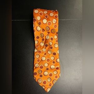 Benedetto‎ Geometric Patterned 100% Silk Neck Tie orange 61"